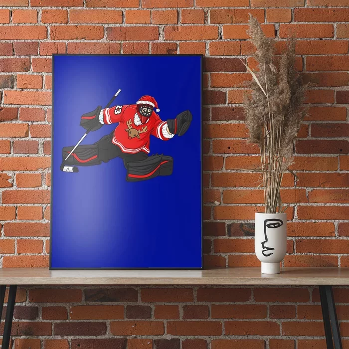 Goalkeeper Ice Hockey Santa Claus Christmas Gift Poster