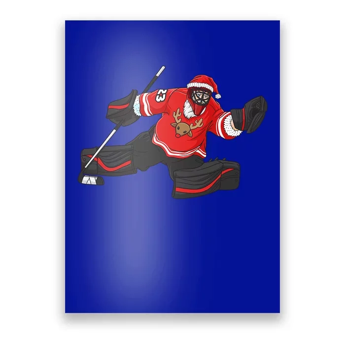 Goalkeeper Ice Hockey Santa Claus Christmas Gift Poster