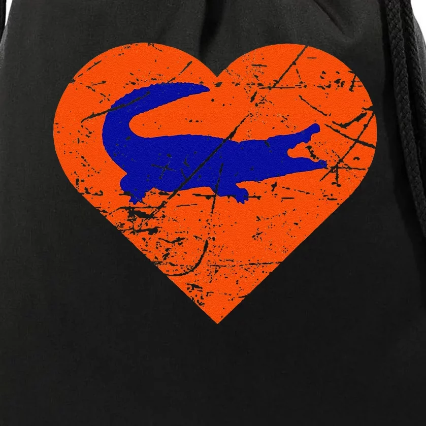 Gators In Heart I Love Gators Drawstring Bag