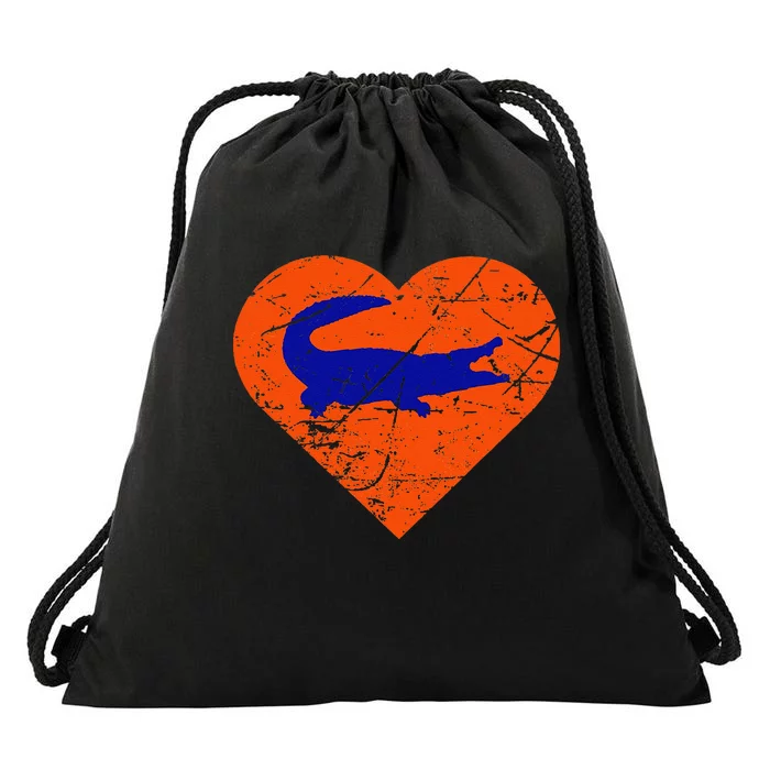 Gators In Heart I Love Gators Drawstring Bag