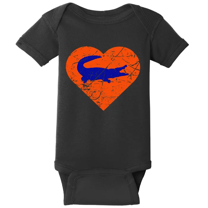 Gators In Heart I Love Gators Baby Bodysuit