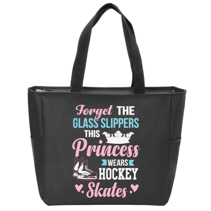 Girls Ice Hockey TShirt This Princess Wears Hockey Skates Zip Tote Bag