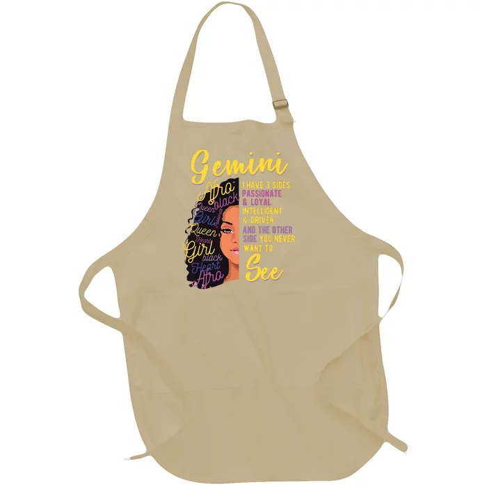 Gemini I Have 3 Sides Zodiac Sign Full-Length Apron With Pocket