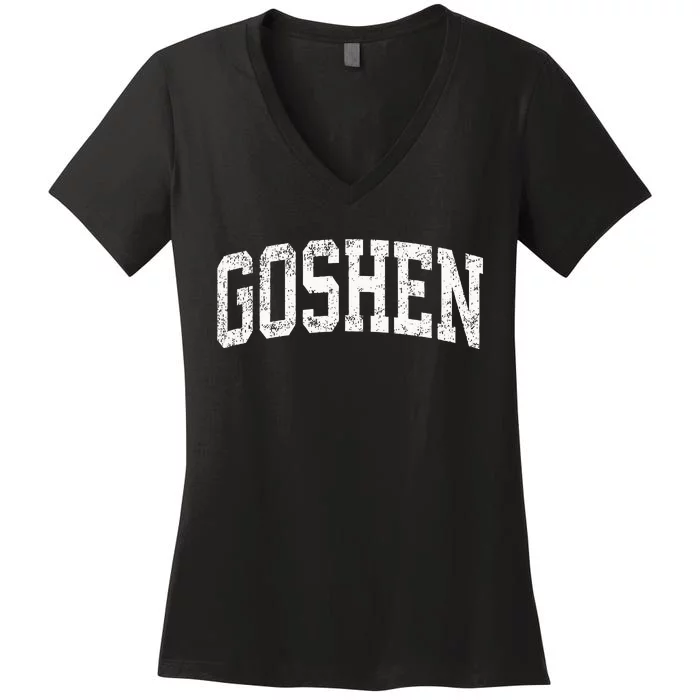 Goshen Indiana In Vintage Athletic Sports Design Women's V-Neck T-Shirt