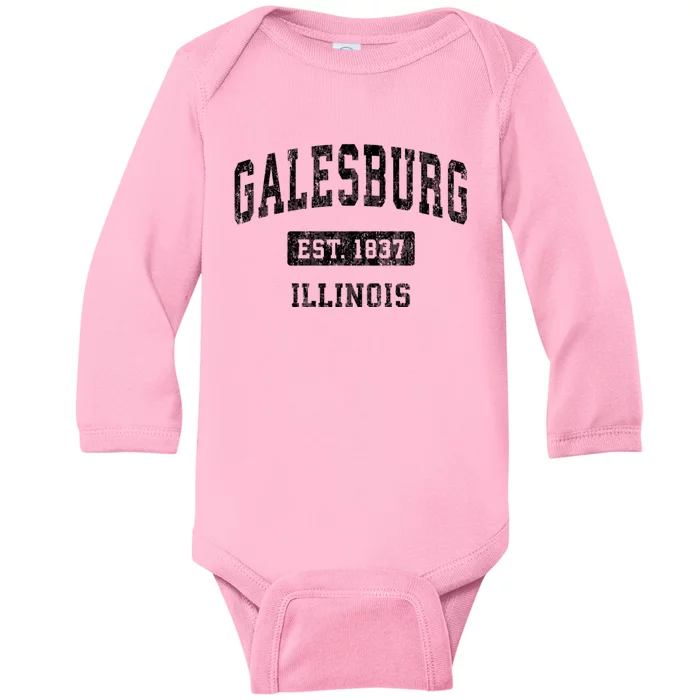 Galesburg Illinois Il Vintage Sports Baby Long Sleeve Bodysuit