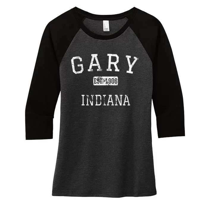 Gary Indiana IN Vintage Women's Tri-Blend 3/4-Sleeve Raglan Shirt