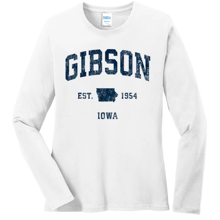 Gibson Iowa Ia Vintage Athletic Sports Ladies Long Sleeve Shirt