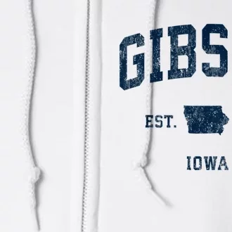 Gibson Iowa Ia Vintage Athletic Sports Full Zip Hoodie