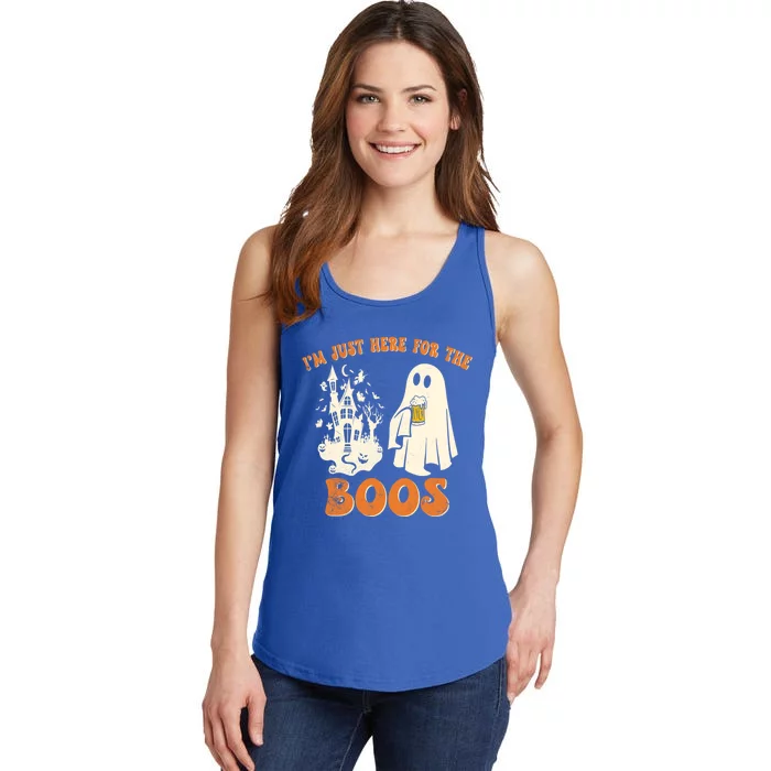 Groovy IM Just Here For The Boos Halloween Ghost Cool Gift Ladies Essential Tank