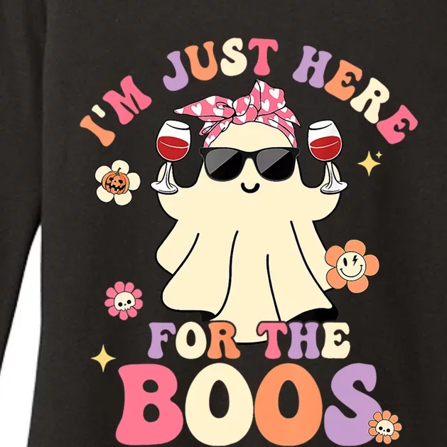 Groovy Im Just Here For The Boos Ghost Halloween Ing Gift Womens CVC Long Sleeve Shirt