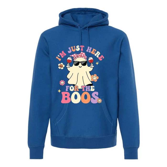 Groovy Im Just Here For The Boos Ghost Halloween Ing Gift Premium Hoodie