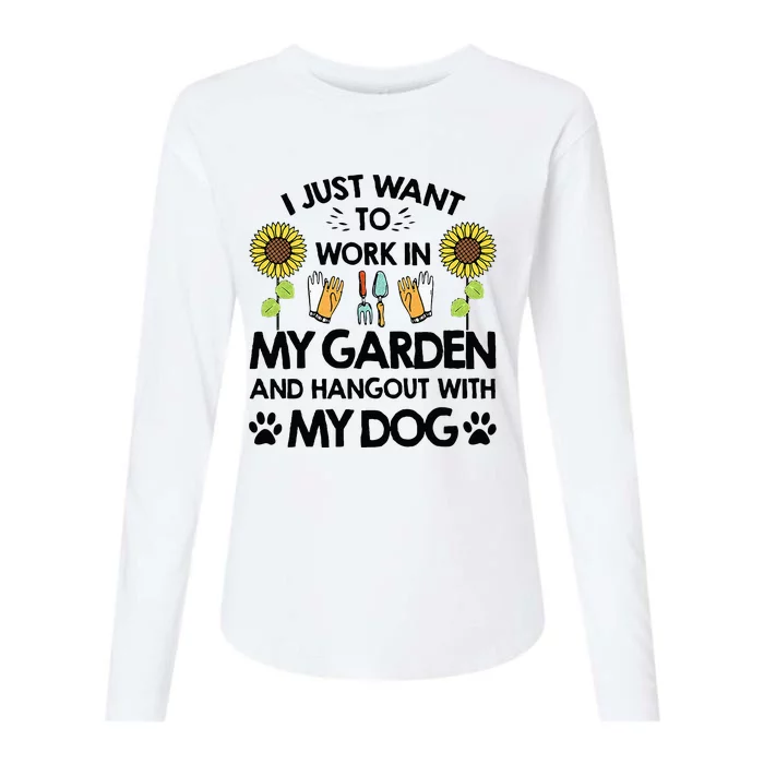 Gardener I Just Want To Work In My Garden Hang Out With Dog Womens Cotton Relaxed Long Sleeve T-Shirt