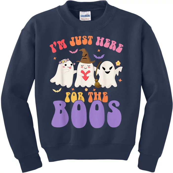 Groovy I'm Just Here For The Boos Cute Ghost Halloween Gifts Kids Sweatshirt