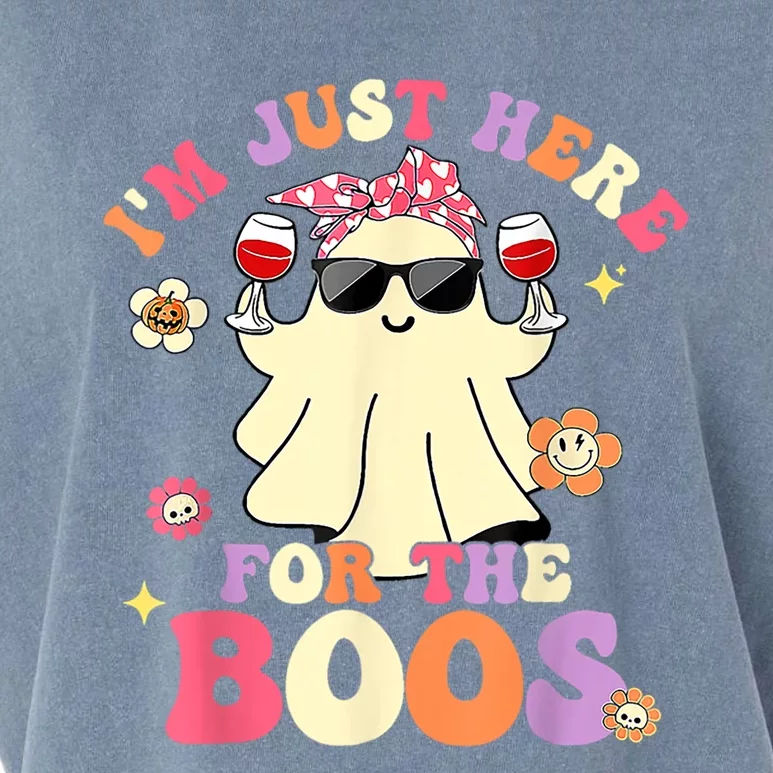 Groovy Im Just Here For The Boos Ghost Halloween Ing Funny Gift Garment-Dyed Women's Muscle Tee