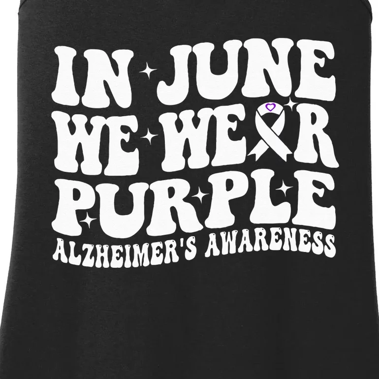 Groovy In June We Wear Purple Alzheimers Awareness Ladies Essential Tank