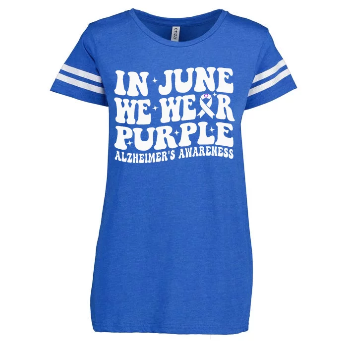 Groovy In June We Wear Purple Alzheimers Awareness Enza Ladies Jersey Football T-Shirt