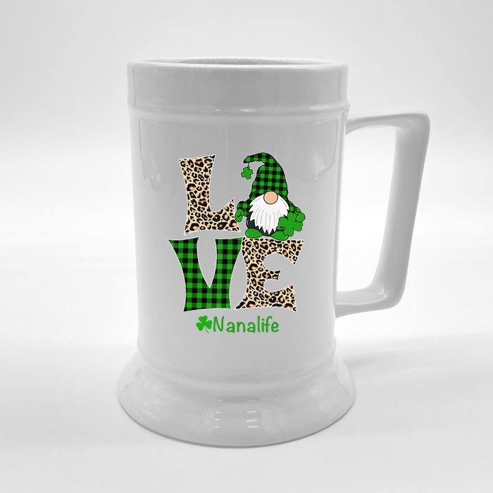 Gnome Irish Love Nana Life Funny St Patrick's Day Front & Back Beer Stein