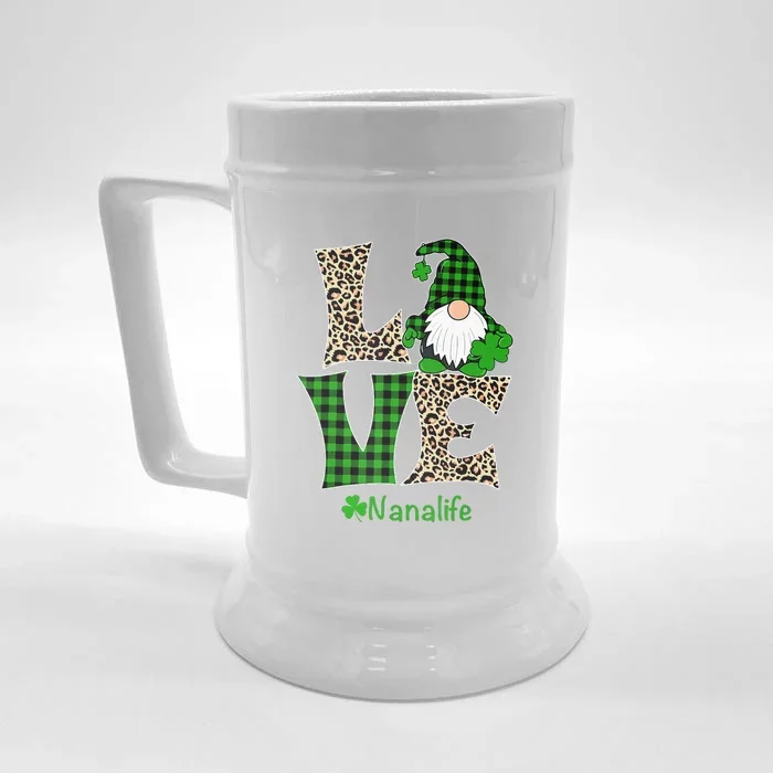 Gnome Irish Love Nana Life Funny St Patrick's Day Front & Back Beer Stein