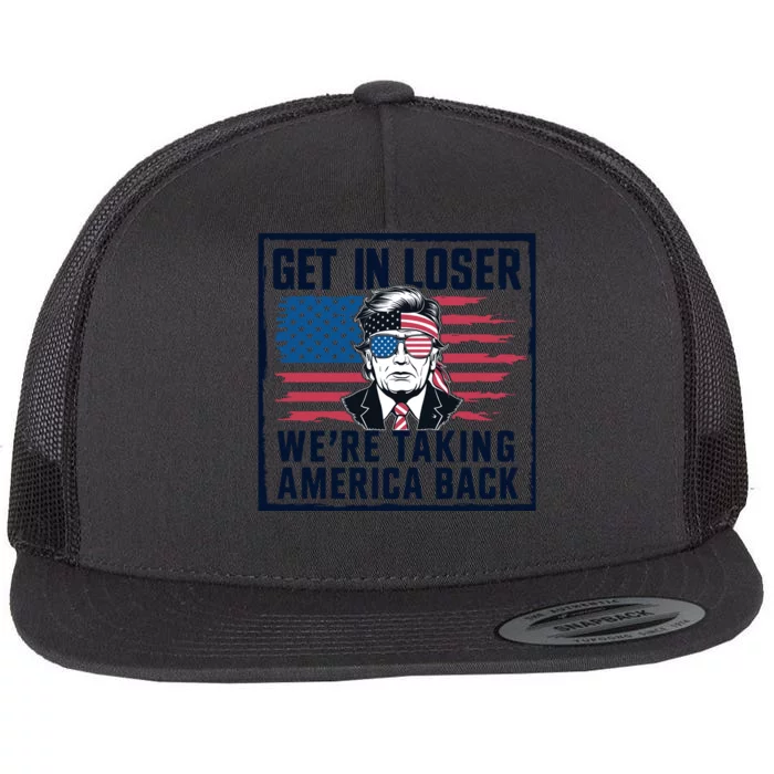 Get In Loser Patriotic Motif Flat Bill Trucker Hat