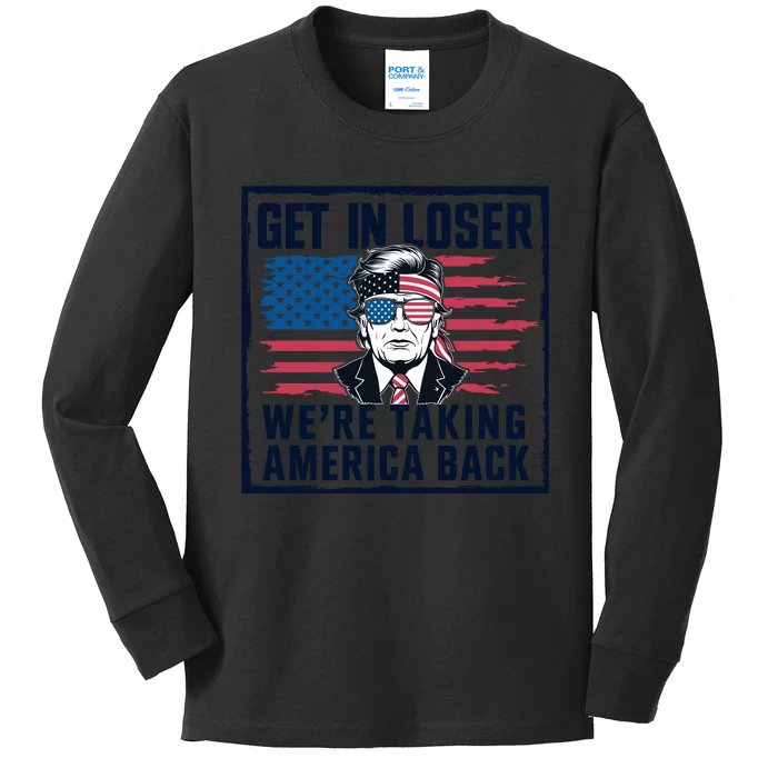 Get In Loser Patriotic Motif Kids Long Sleeve Shirt