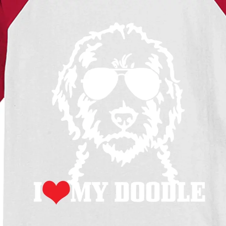 Goldendoodle I Love My Doodle Mom Labradoodle Dog Funny Gift Cool Gift Kids Colorblock Raglan Jersey