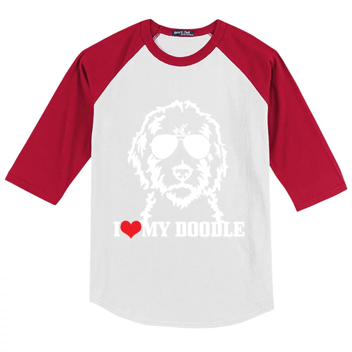 Goldendoodle I Love My Doodle Mom Labradoodle Dog Funny Gift Cool Gift Kids Colorblock Raglan Jersey