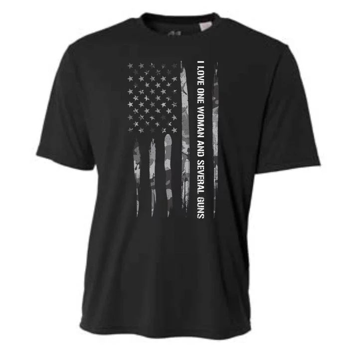 Guns: I Love One And Several Guns Cute Gift American Flag Great Gift Cooling Performance Crew T-Shirt