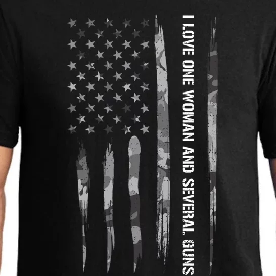 Guns: I Love One And Several Guns Cute Gift American Flag Great Gift Pajama Set