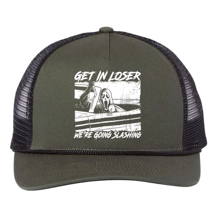 Get In Loser WeRe Going Slashing Horror Halloween Character Retro Rope Trucker Hat Cap