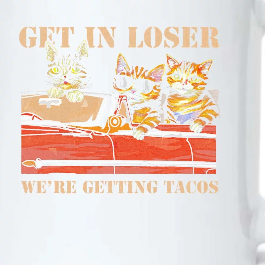 Get in Loser We're Getting Tacos Cool Three Cats Riding Car Black Color Changing Mug