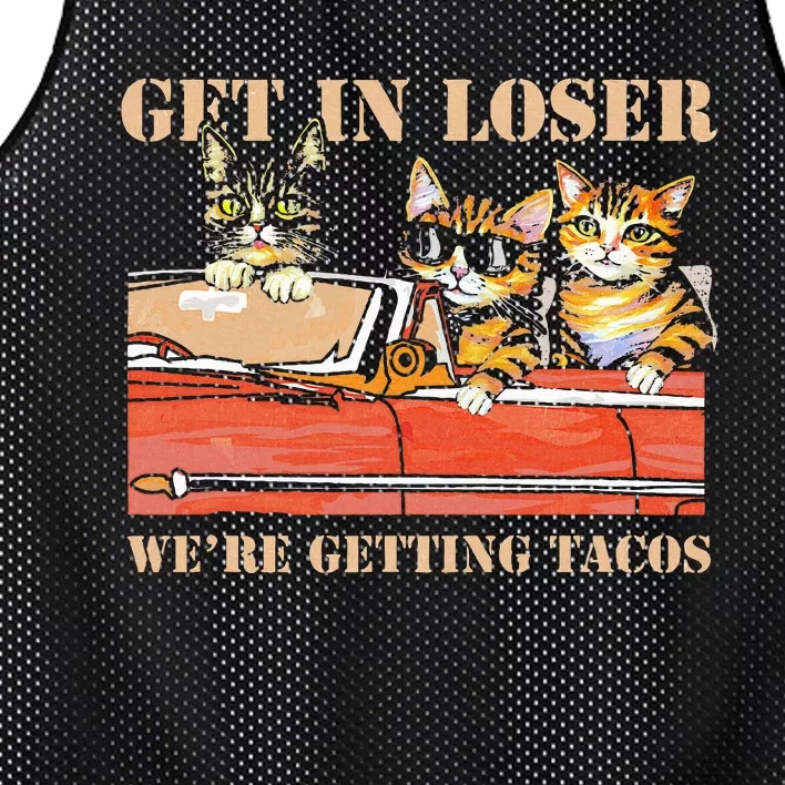 Get in Loser We're Getting Tacos Cool Three Cats Riding Car Mesh Reversible Basketball Jersey Tank