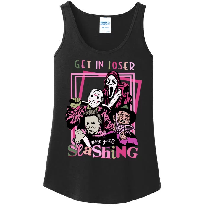 Get In Loser We Are Going Slashing Graphic Ladies Essential Tank