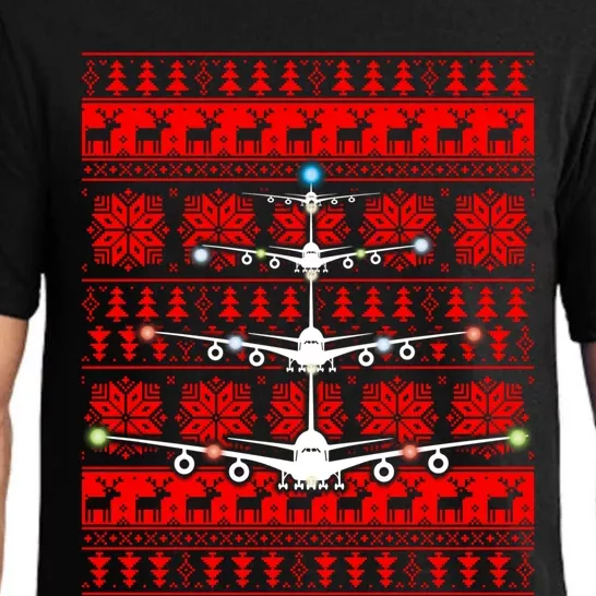 Gift Irplane Lovers Airplanes Ugly Christmas Cool Gift Pajama Set