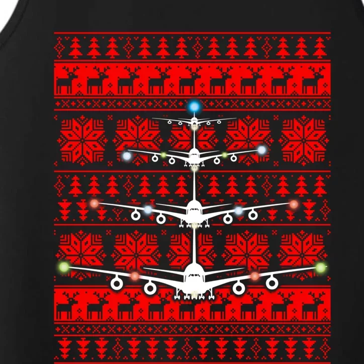 Gift Irplane Lovers Airplanes Ugly Christmas Cool Gift Performance Tank