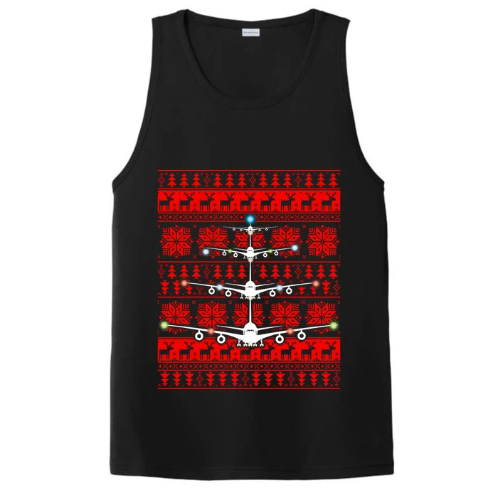 Gift Irplane Lovers Airplanes Ugly Christmas Cool Gift Performance Tank