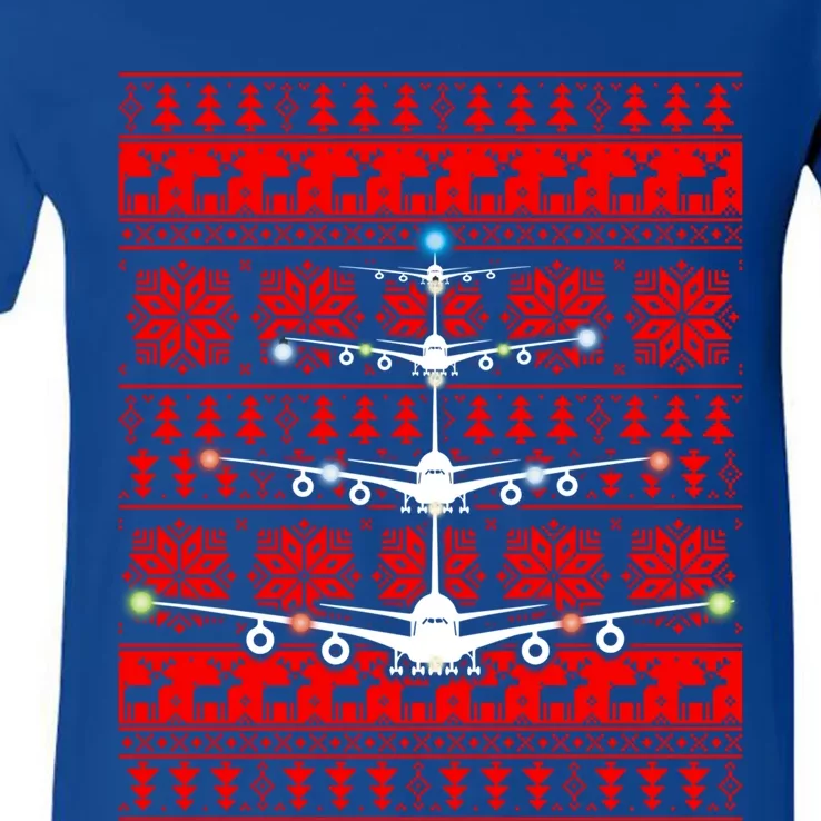 Gift Irplane Lovers Airplanes Ugly Christmas Cool Gift V-Neck T-Shirt