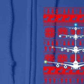 Gift Irplane Lovers Airplanes Ugly Christmas Cool Gift Full Zip Hoodie