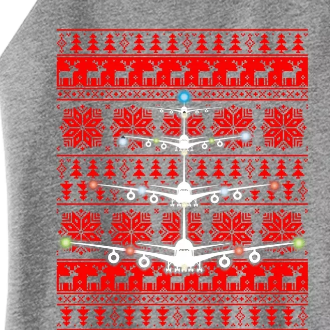 Gift Irplane Lovers Airplanes Ugly Christmas Cool Gift Women’s Perfect Tri Rocker Tank