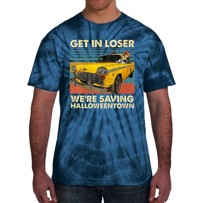 Get In Losers Were Saving Halloween_ Town Skull Drive Car Tie-Dye T-Shirt