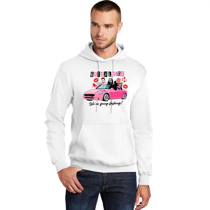 Get In Loser Were Going Slashing Pink Car Horror Character Hoodie