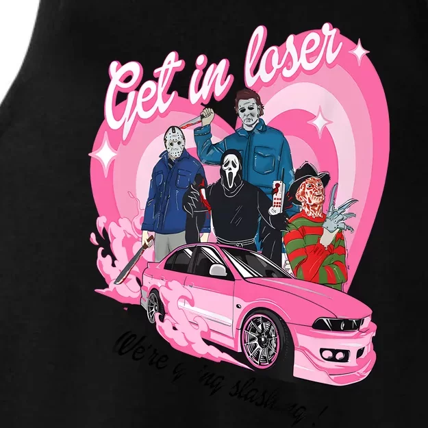 Get In Loser WeRe Going Slashing Pink Car Horror Character Ladies Tri-Blend Wicking Tank