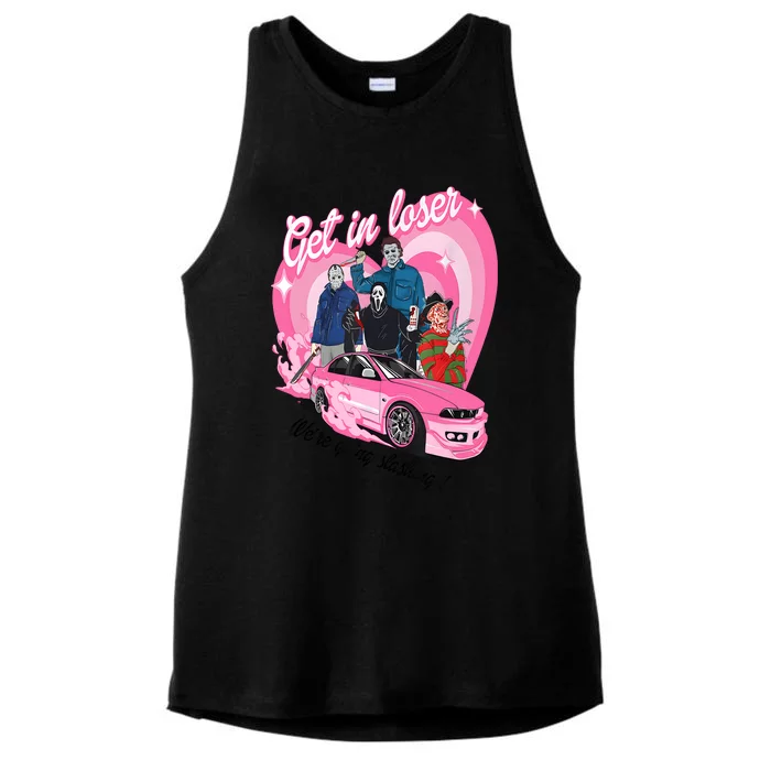 Get In Loser WeRe Going Slashing Pink Car Horror Character Ladies Tri-Blend Wicking Tank