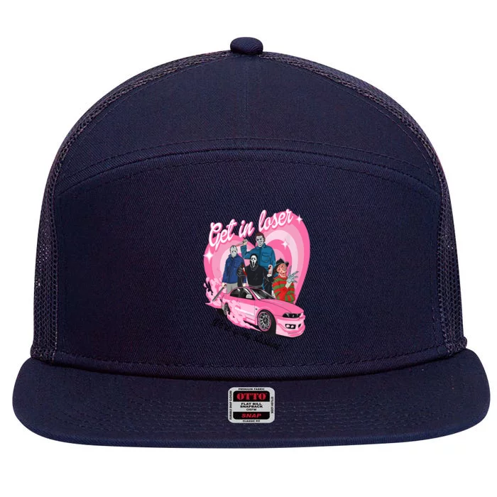 Get In Loser WeRe Going Slashing Pink Car Horror Character 7 Panel Mesh Trucker Snapback Hat