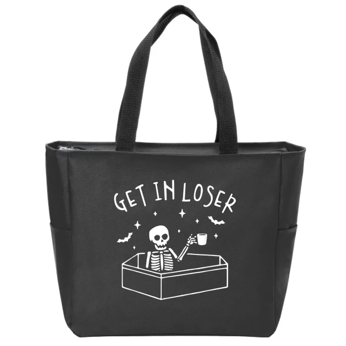 Get In Loser Skeleton In Coffin Spooky Zip Tote Bag