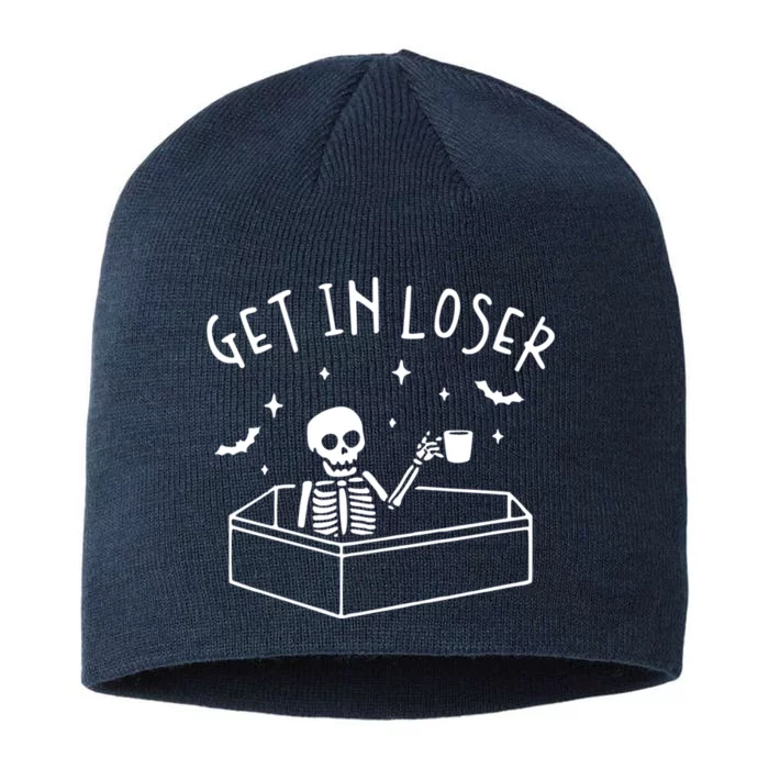 Get In Loser Skeleton In Coffin Spooky Halloween 8 1/2in Sustainable Knit Beanie