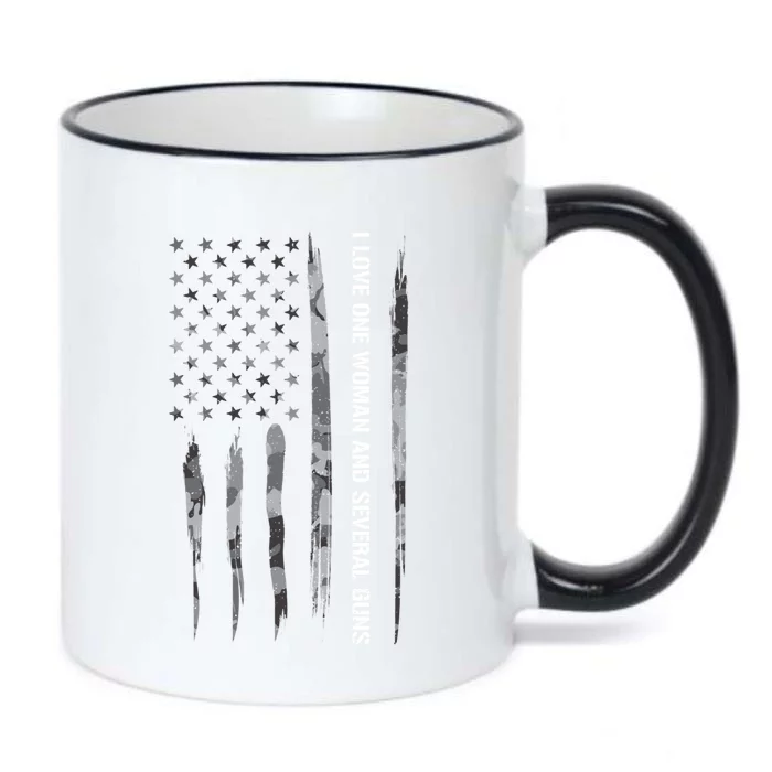 Guns: I Love One And Several Guns Gift American Flag Great Gift Black Color Changing Mug