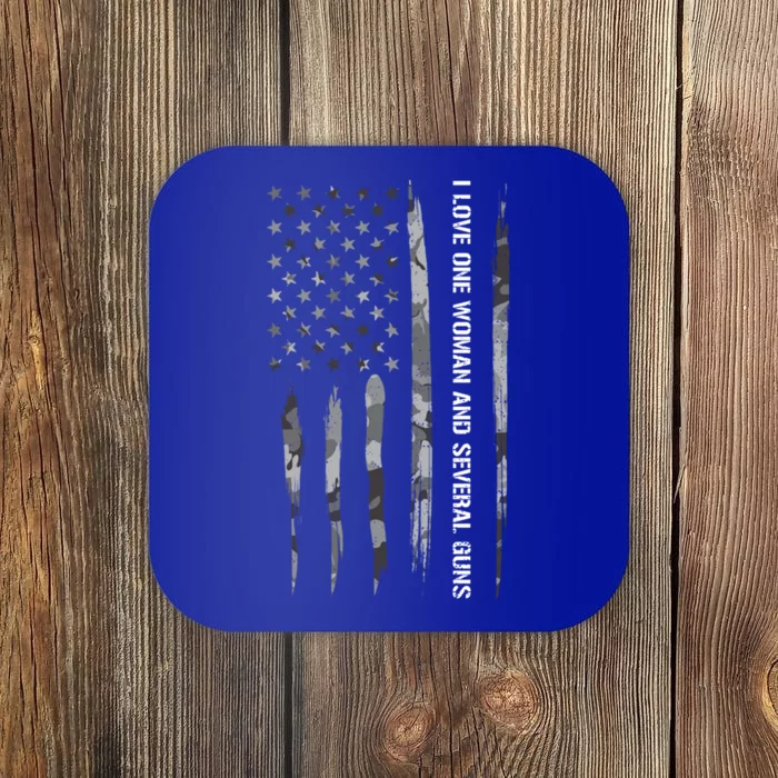 Guns: I Love One And Several Guns Gift American Flag Great Gift Coaster