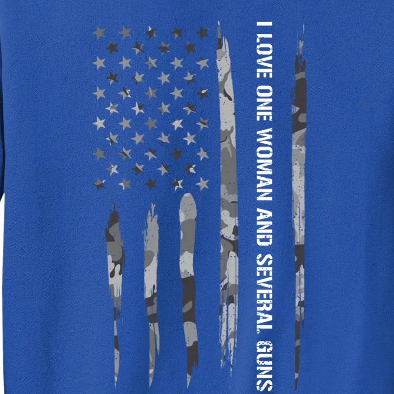 Guns: I Love One And Several Guns Gift American Flag Great Gift Tall Sweatshirt