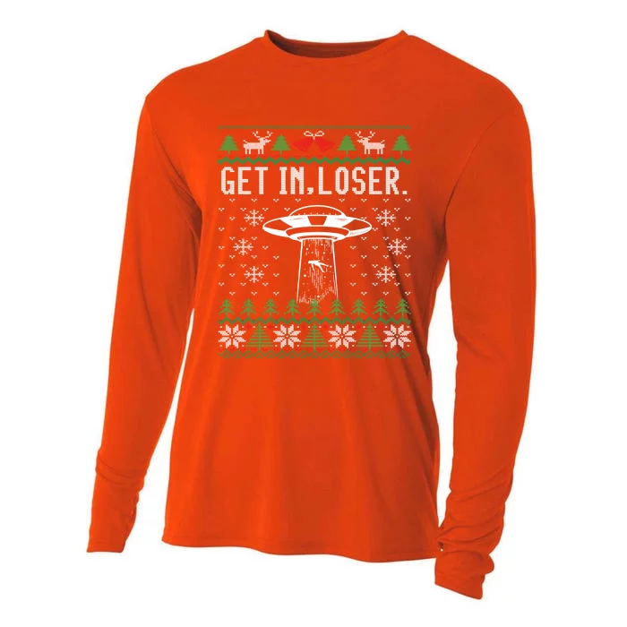 Get In Loser Funny Ufo Alien Abduction Ugly Christmas Gift Cooling Performance Long Sleeve Crew