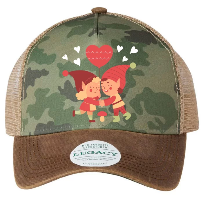 Gnomes In Love Holding Onto A Heart Balloon Happy Valentines Day Legacy Tie Dye Trucker Hat